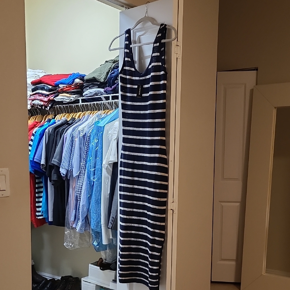 Express Black and White Striped Dress